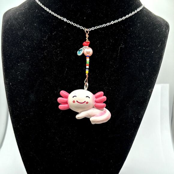Pink Axolotl Necklace - Picture 1 of 4